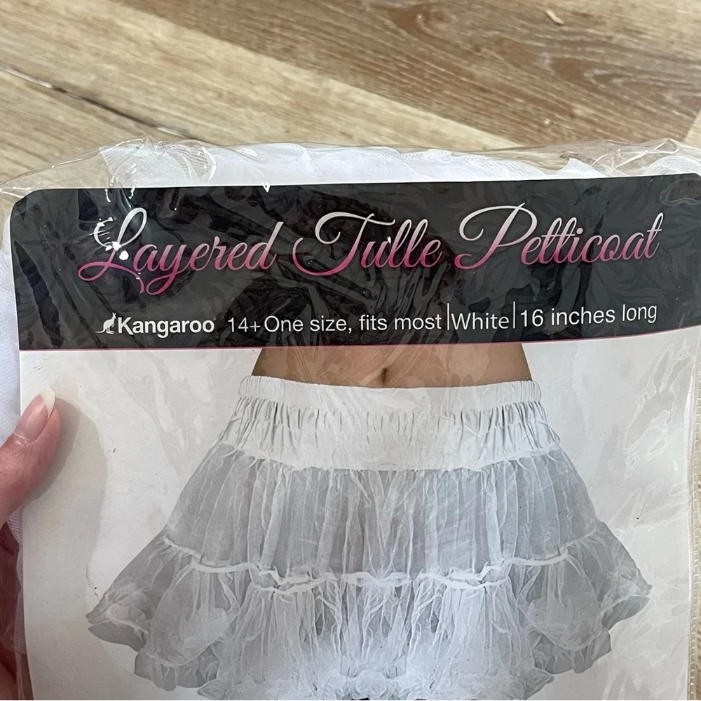 NWT Kangaroo Women's Layered Tulle White Petticoat Tutu Mini Under Skirt OS - Picture 4 of 7